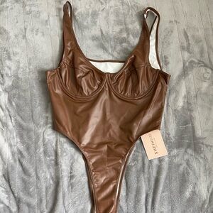 Faux Leather Bodysuit